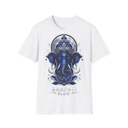 Ganesha Moonlight T‑Shirt — Mystical Blue Elephant Yoga Tee