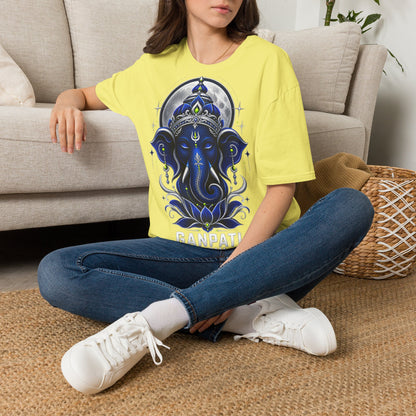 Ganesha Moonlight T‑Shirt — Mystical Blue Elephant Yoga Tee