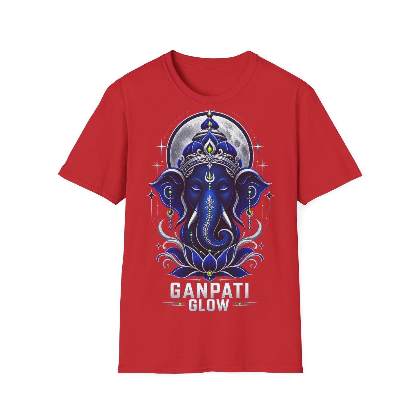 Ganesha Moonlight T‑Shirt — Mystical Blue Elephant Yoga Tee