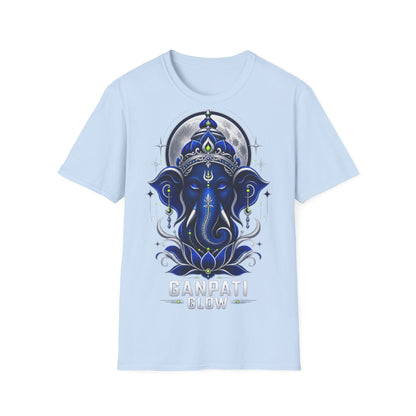Ganesha Moonlight T‑Shirt — Mystical Blue Elephant Yoga Tee