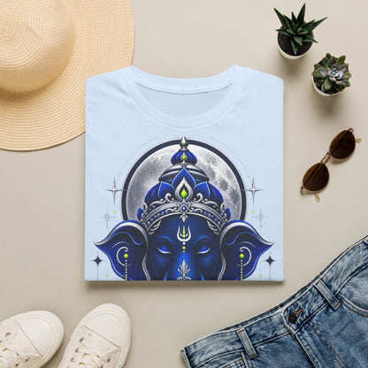 Ganesha Moonlight T‑Shirt — Mystical Blue Elephant Yoga Tee