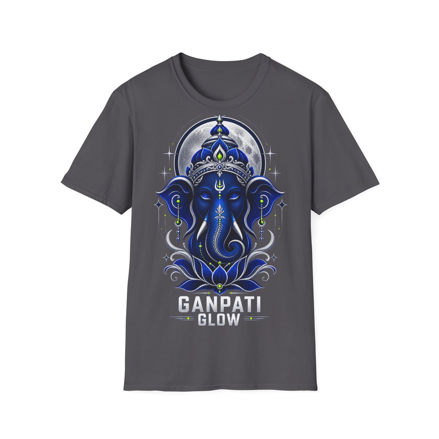 Ganesha Moonlight T‑Shirt — Mystical Blue Elephant Yoga Tee