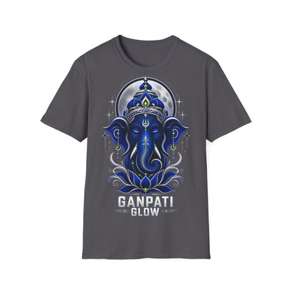 Ganesha Moonlight T‑Shirt — Mystical Blue Elephant Yoga Tee