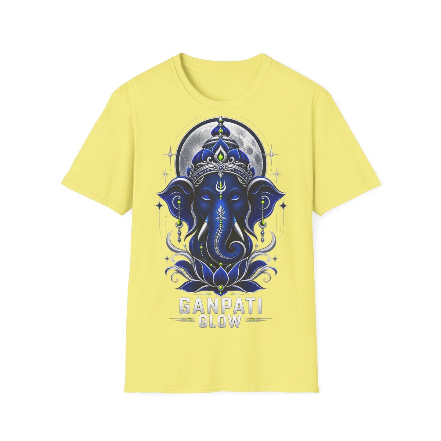 Ganesha Moonlight T‑Shirt — Mystical Blue Elephant Yoga Tee