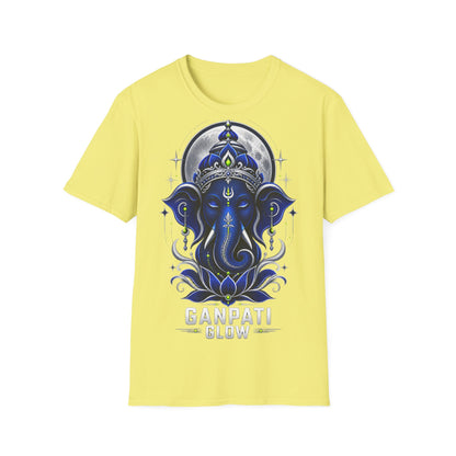 Ganesha Moonlight T‑Shirt — Mystical Blue Elephant Yoga Tee