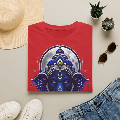 Ganesha Moonlight T‑Shirt — Mystical Blue Elephant Yoga Tee