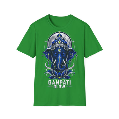 Ganesha Moonlight T‑Shirt — Mystical Blue Elephant Yoga Tee