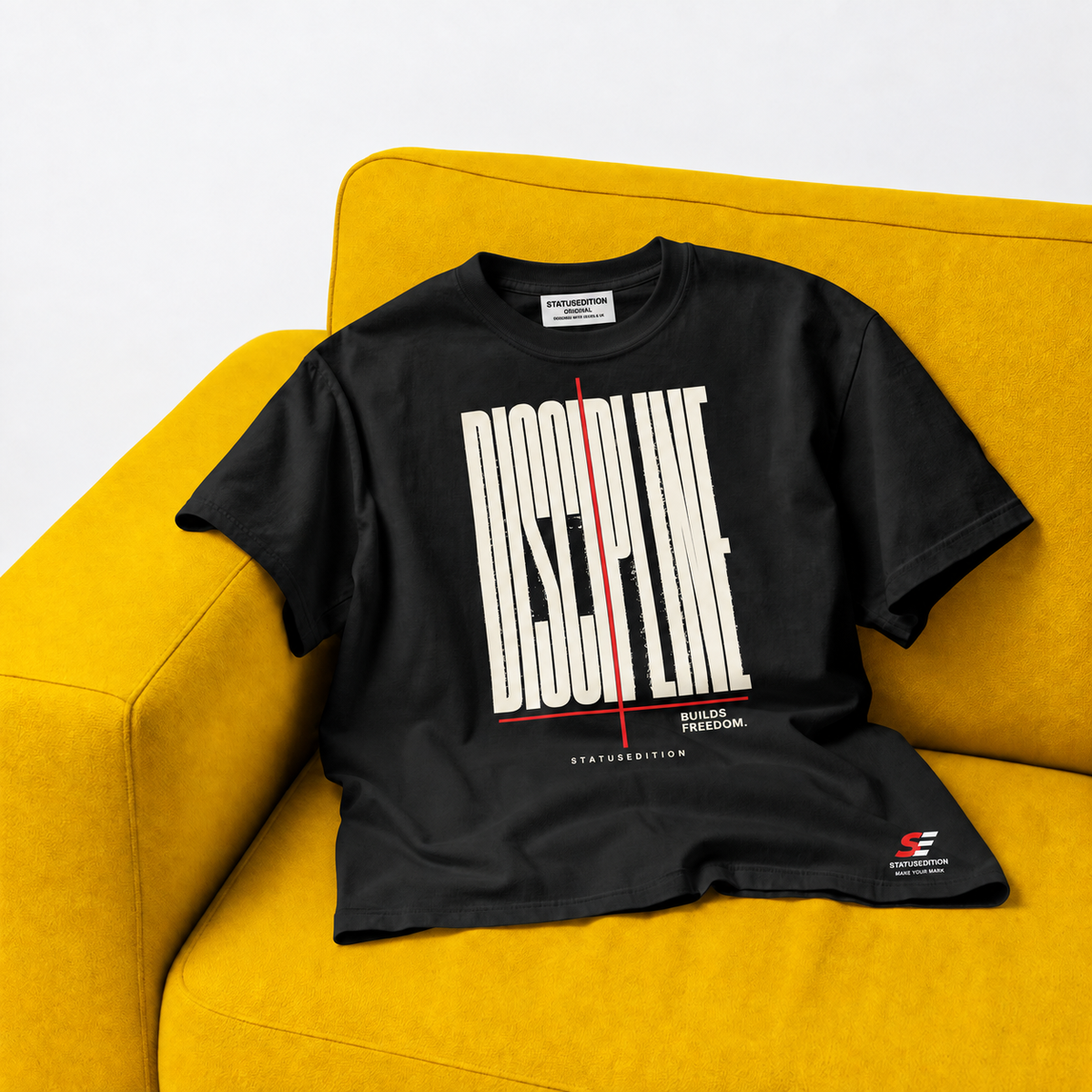 Discipline Tee — Black — front view 2