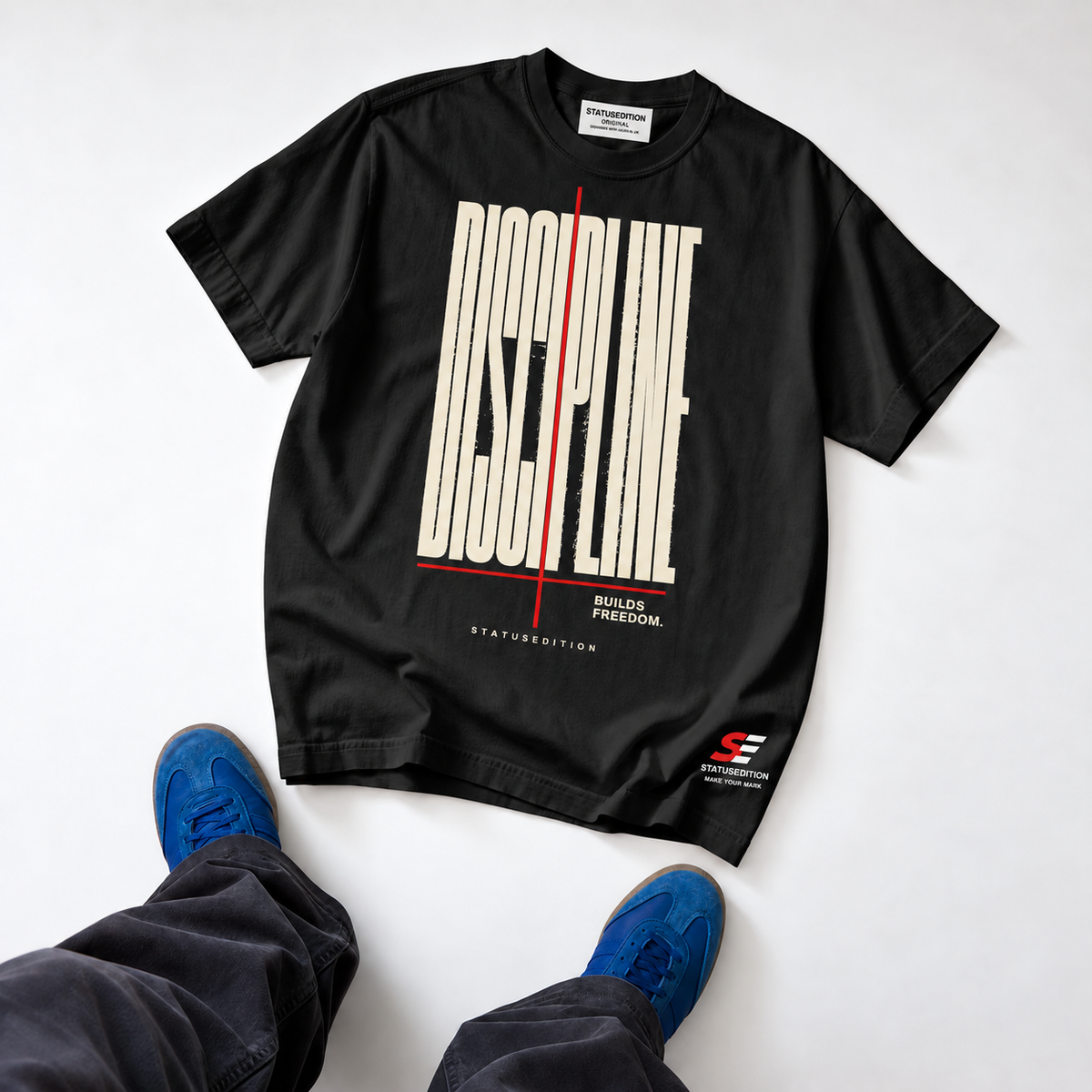 Discipline Tee — Black — front view 3