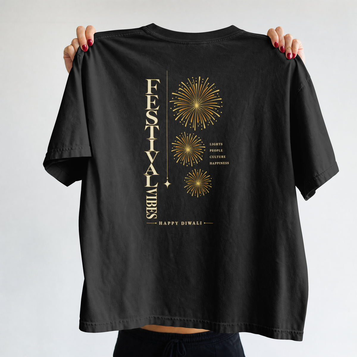 Festival Vibes Tee — Black design view 1