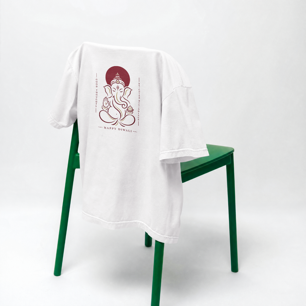 Ganesha Blessings Tee — White design view 2