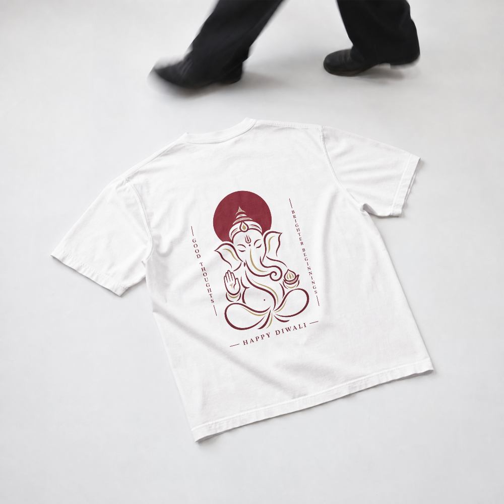 Ganesha Blessings Tee — White design view 3