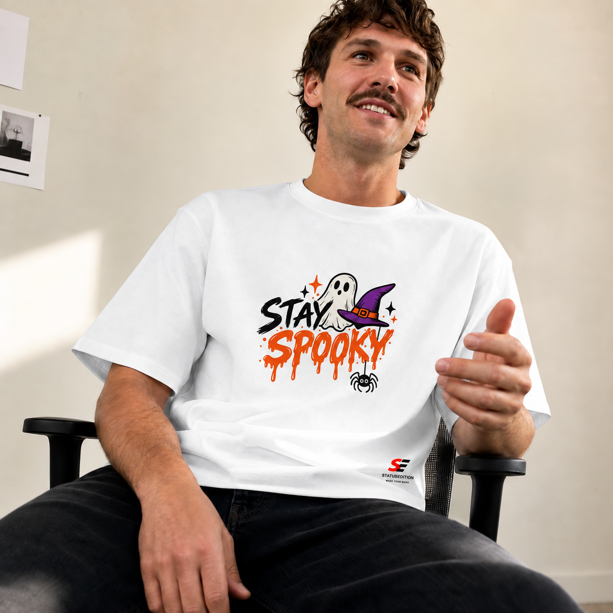 Stay Spooky Front Tee — White — front