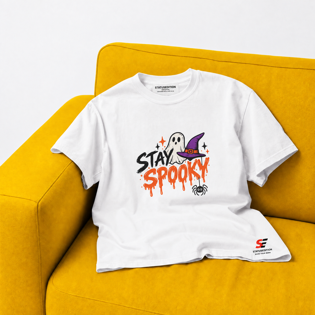 Stay Spooky Front Tee — White — front