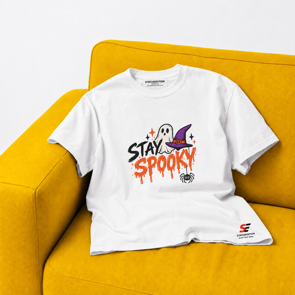 Stay Spooky Front Tee — White — front