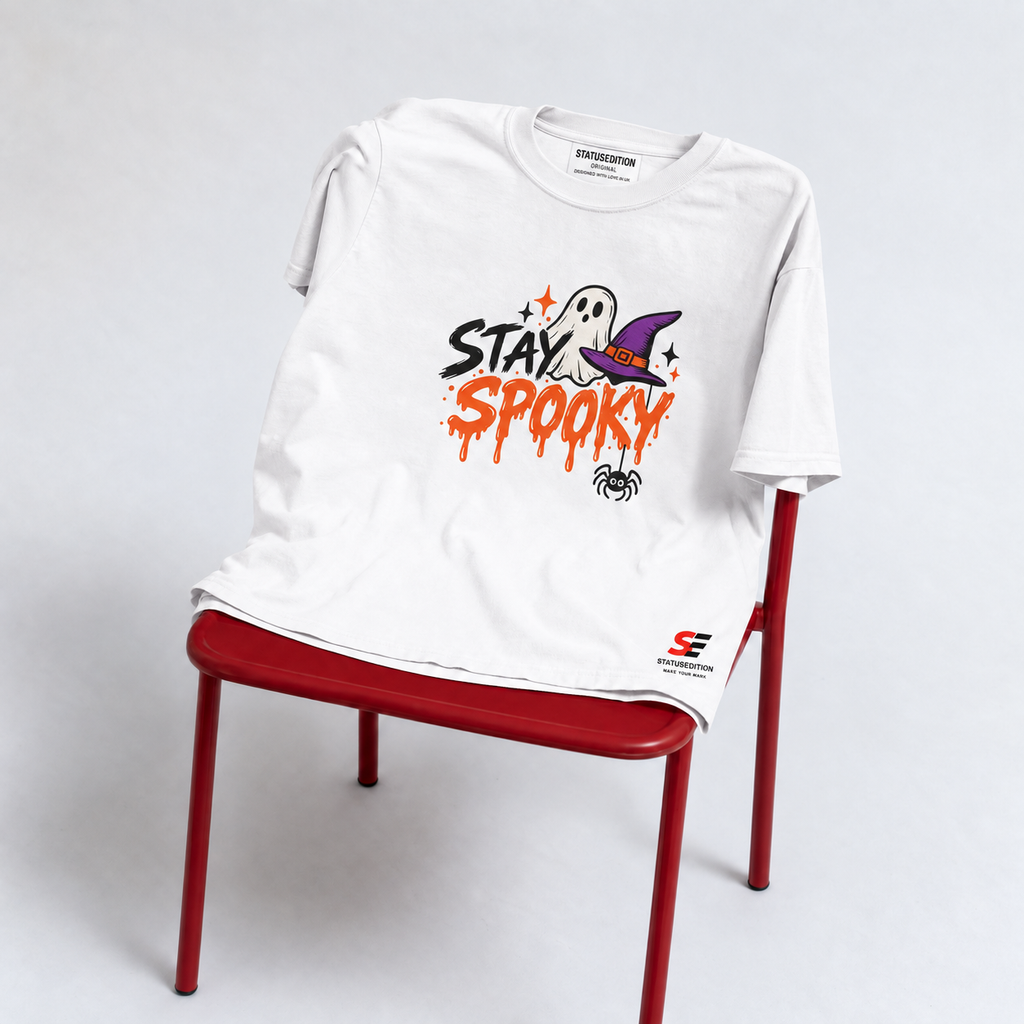 Stay Spooky Front Tee — White — front