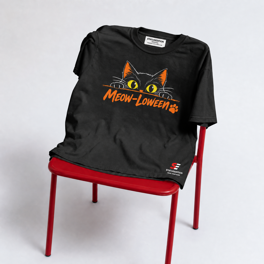 Meow Loween Tee — Black — front
