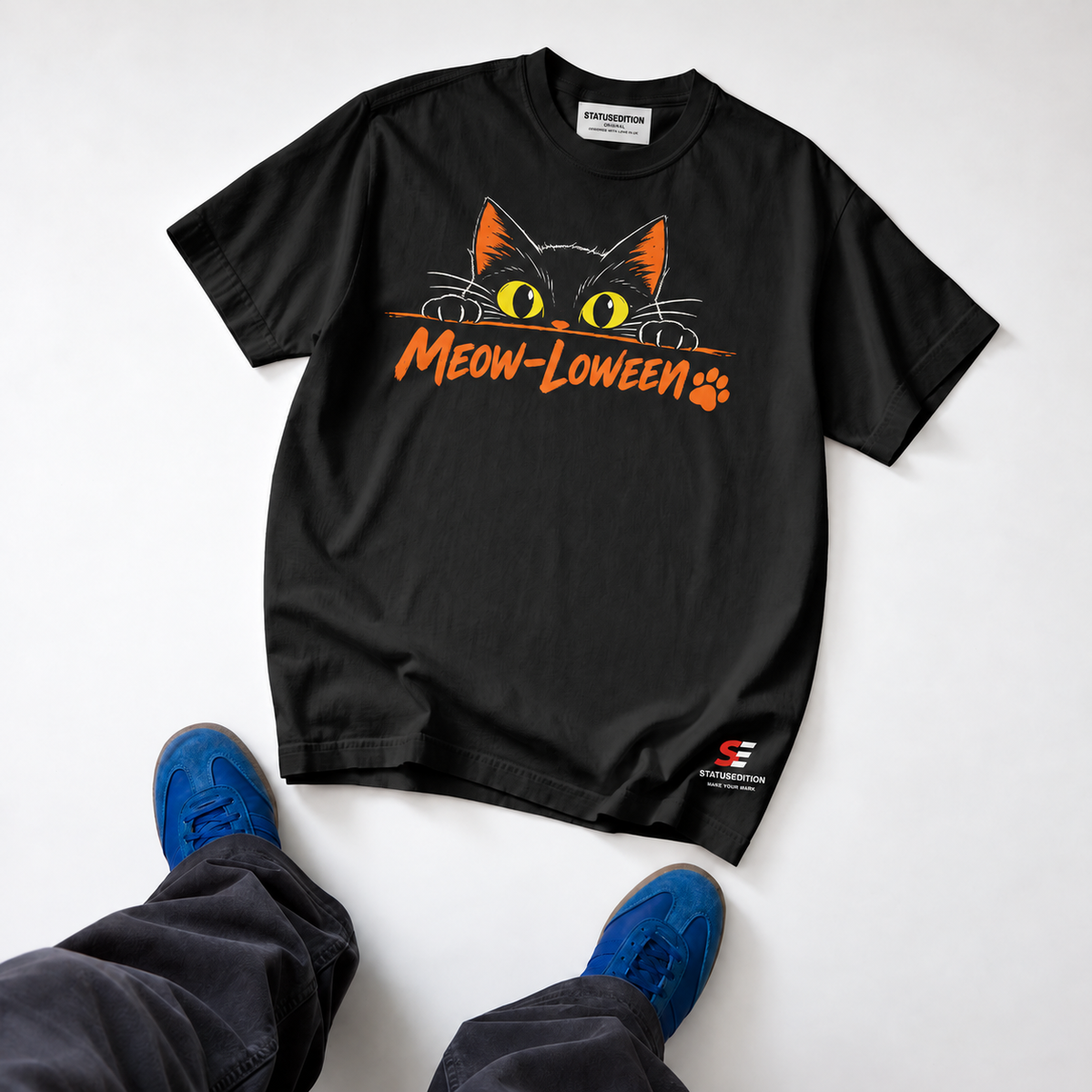 Meow Loween Tee — Black — front