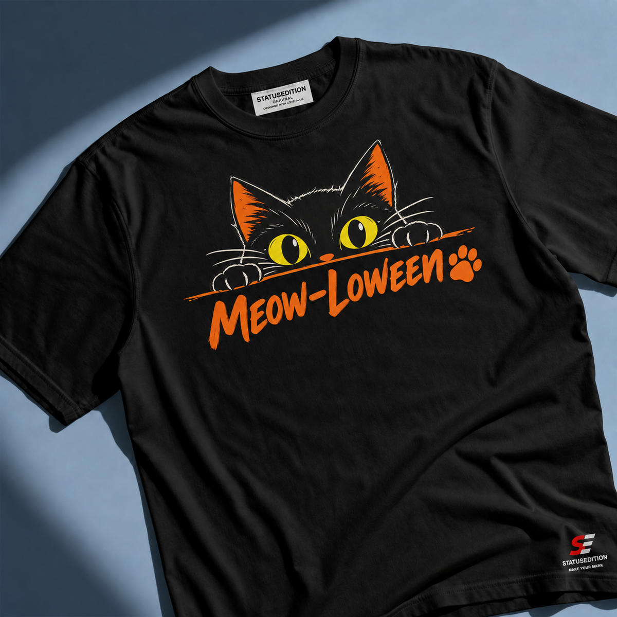 Meow Loween Tee — Black — front