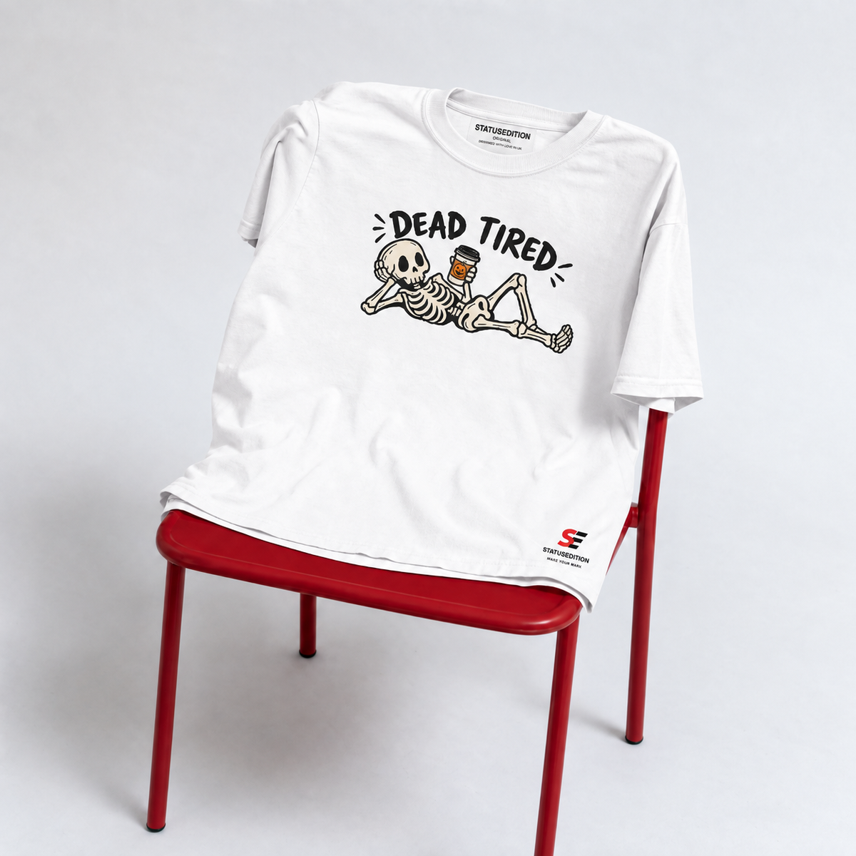 Dead Tired Tee — White — front