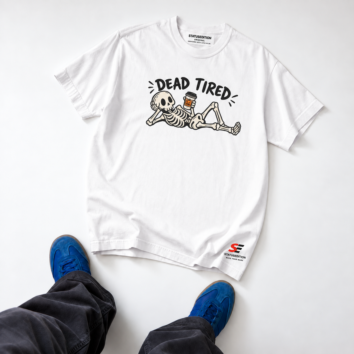 Dead Tired Tee — White — front