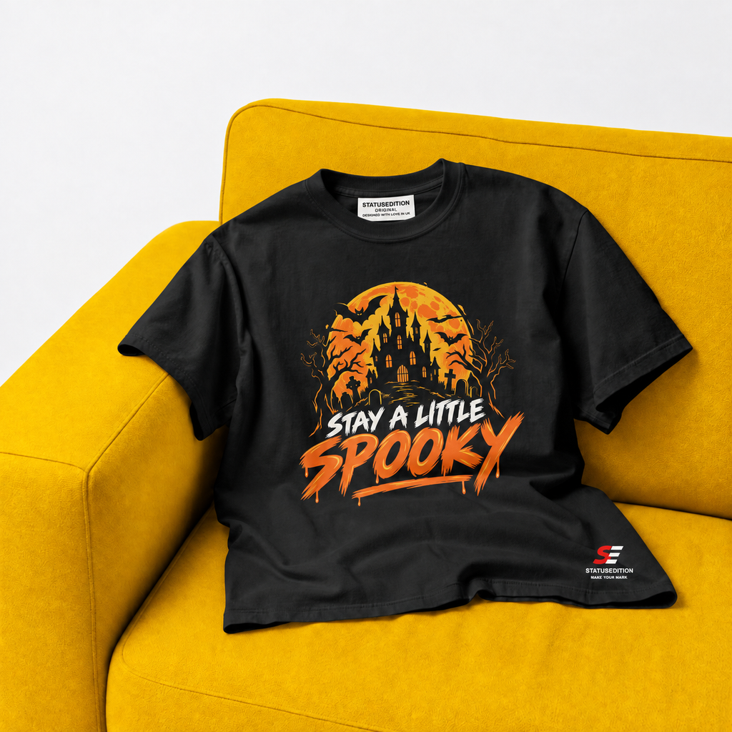 Stay A Little Spooky Tee — Black — front