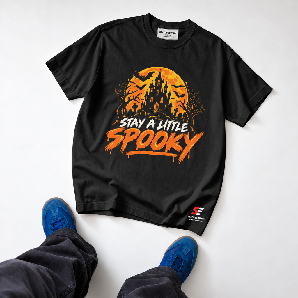 Stay A Little Spooky Tee — Black — front