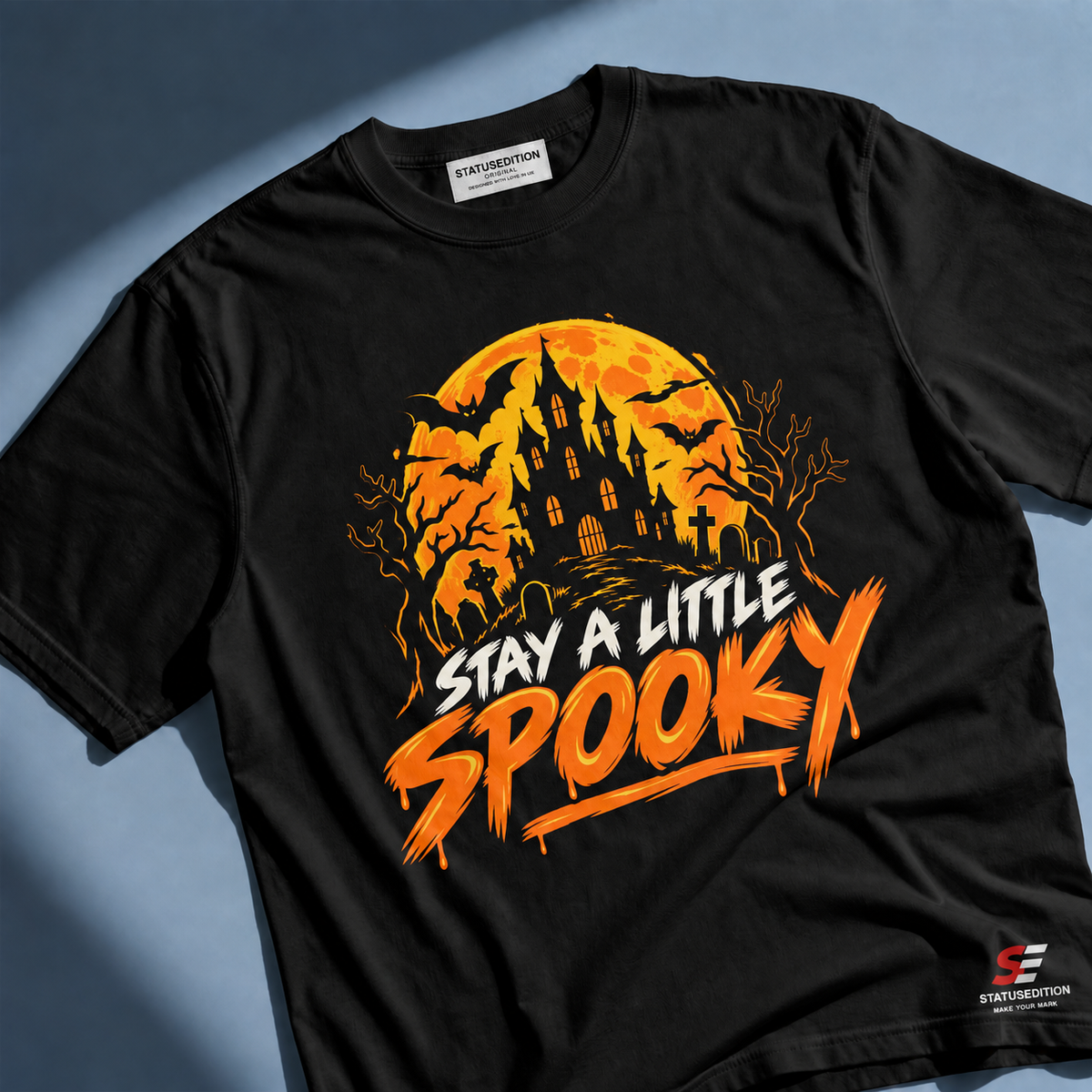 Stay A Little Spooky Tee — Black — front