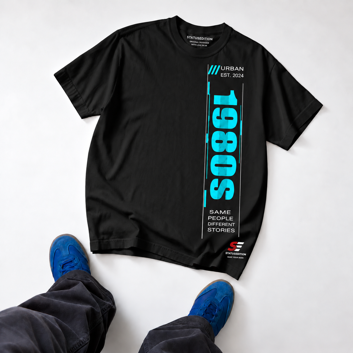 1980s Vertical Tee — Black, front view 3