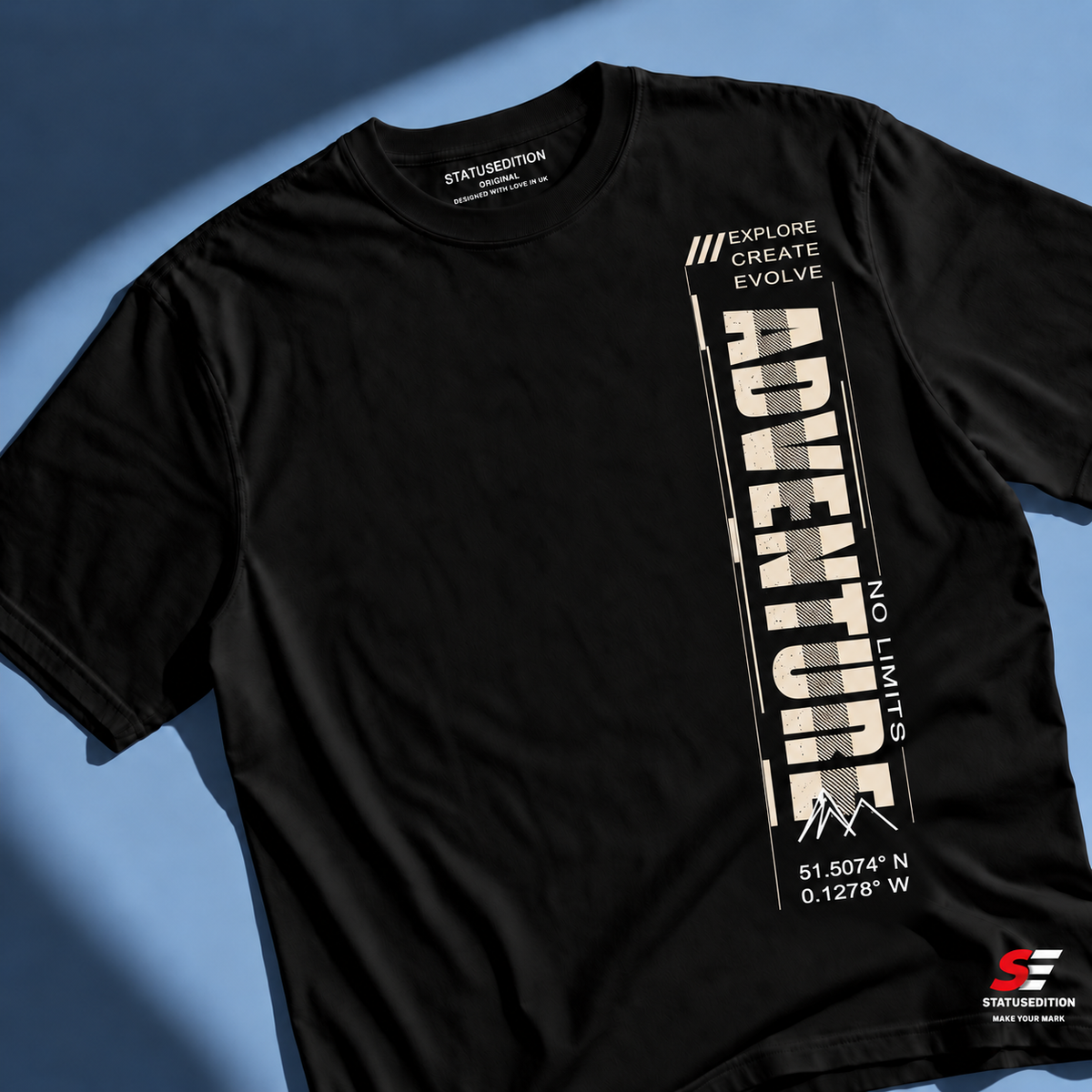 Adventure Tee — Black, front view 1