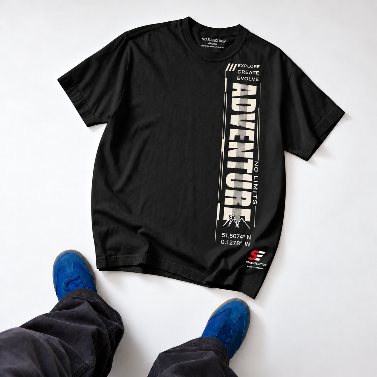 Adventure Tee — Black, front view 3
