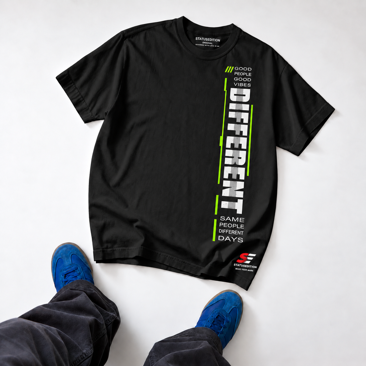 Different Tee — Black, front view 3