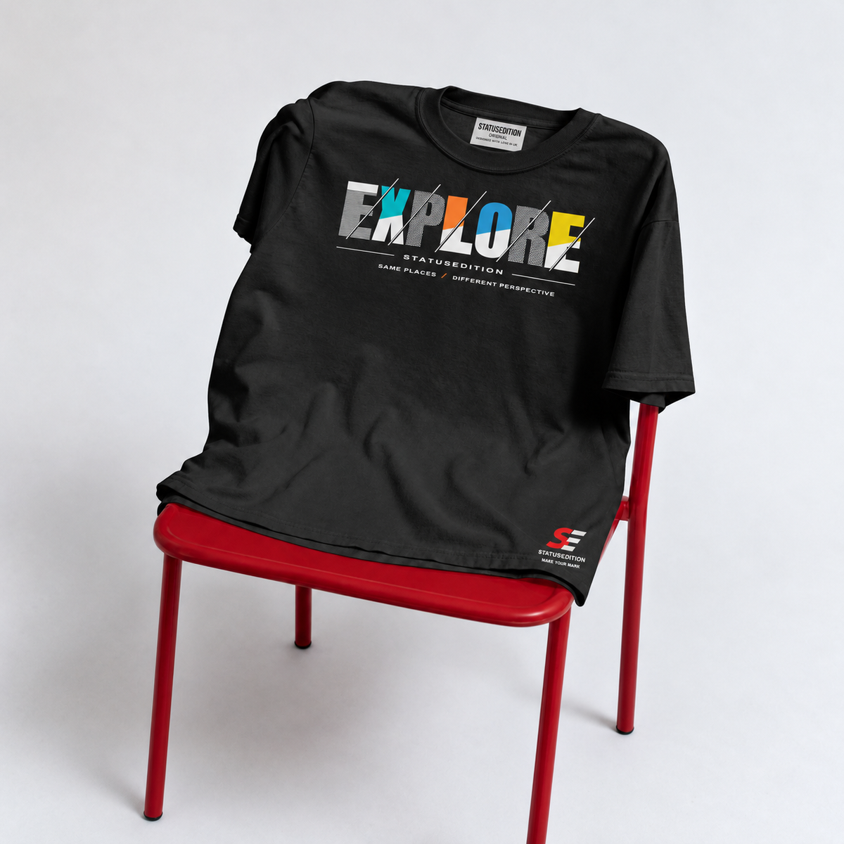 Explore Slash Tee — Black, front view 4