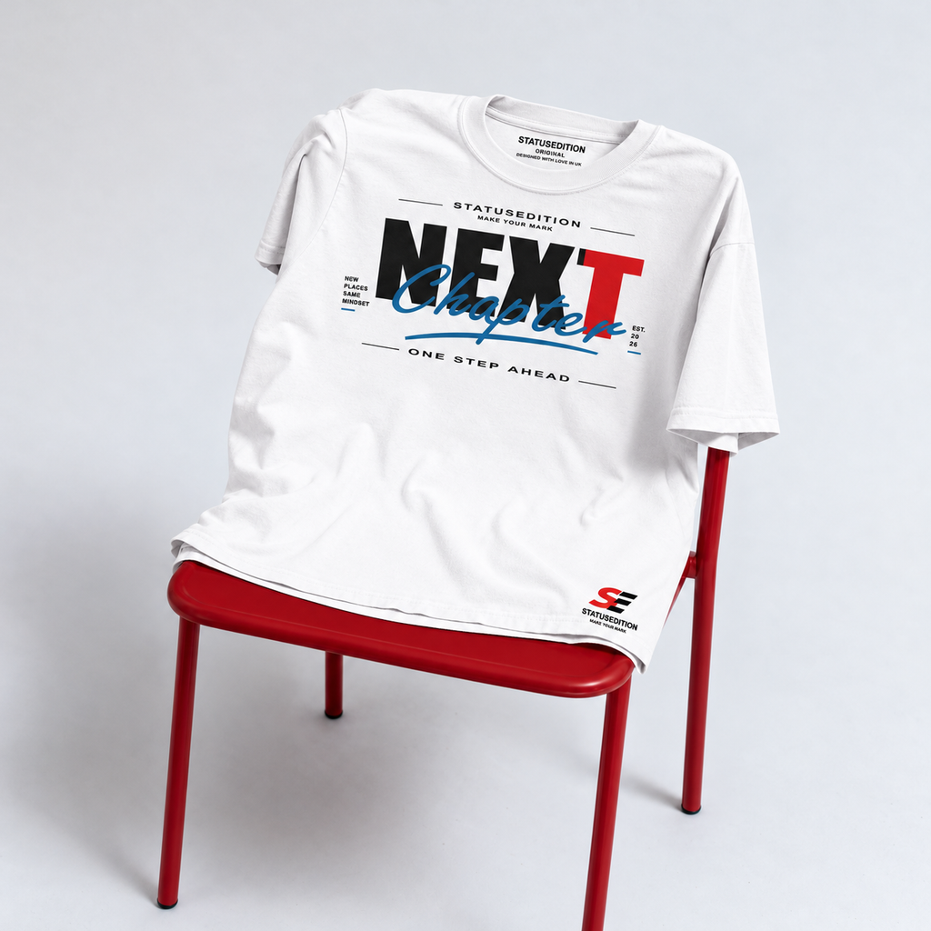 Next Chapter Tee â€” White, front view 3