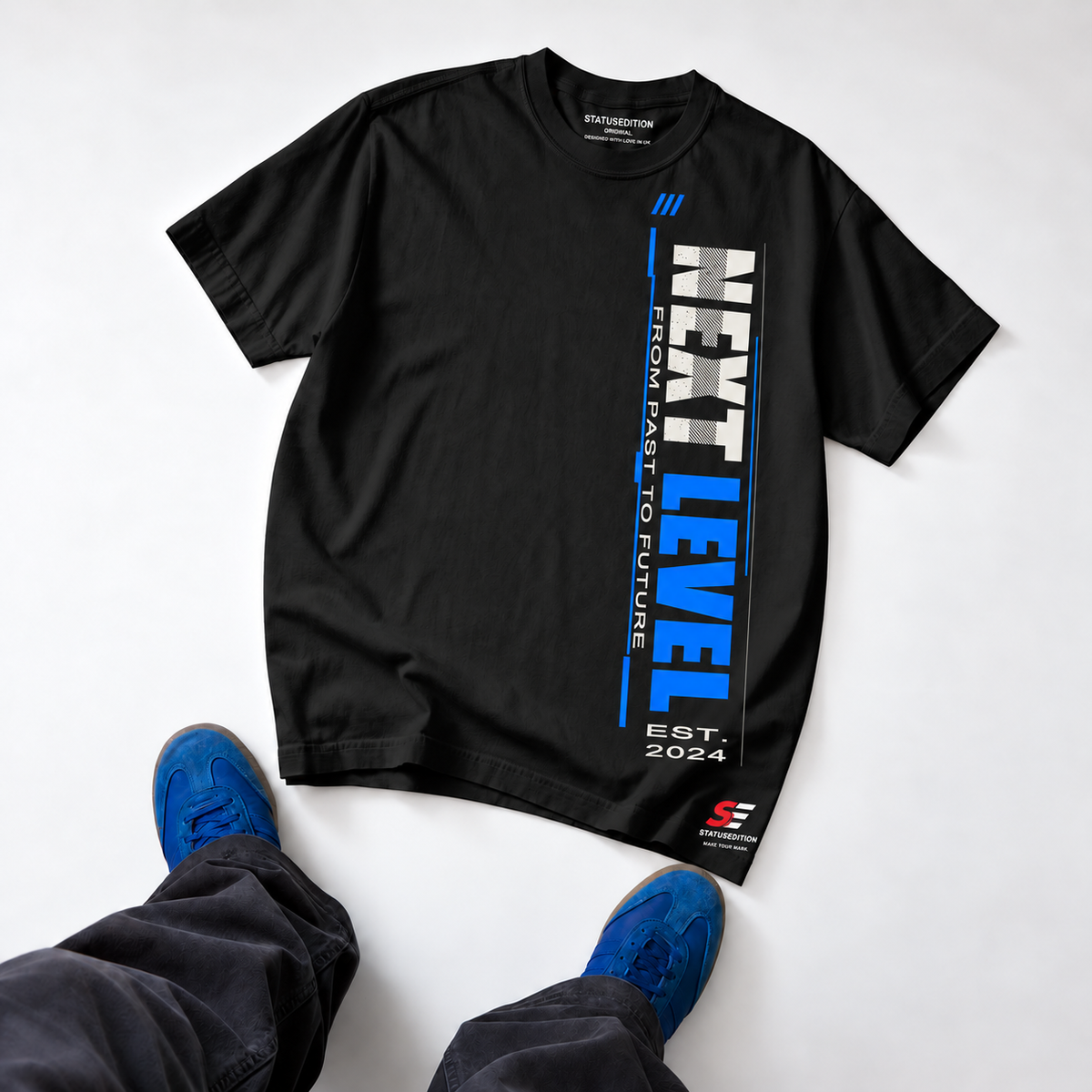 Next Level Tee — Black, front view 3