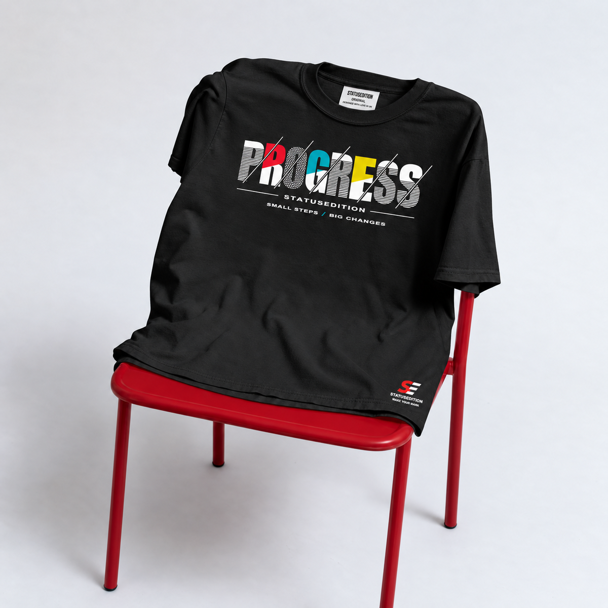 Progress Slash Tee — Black, front view 4