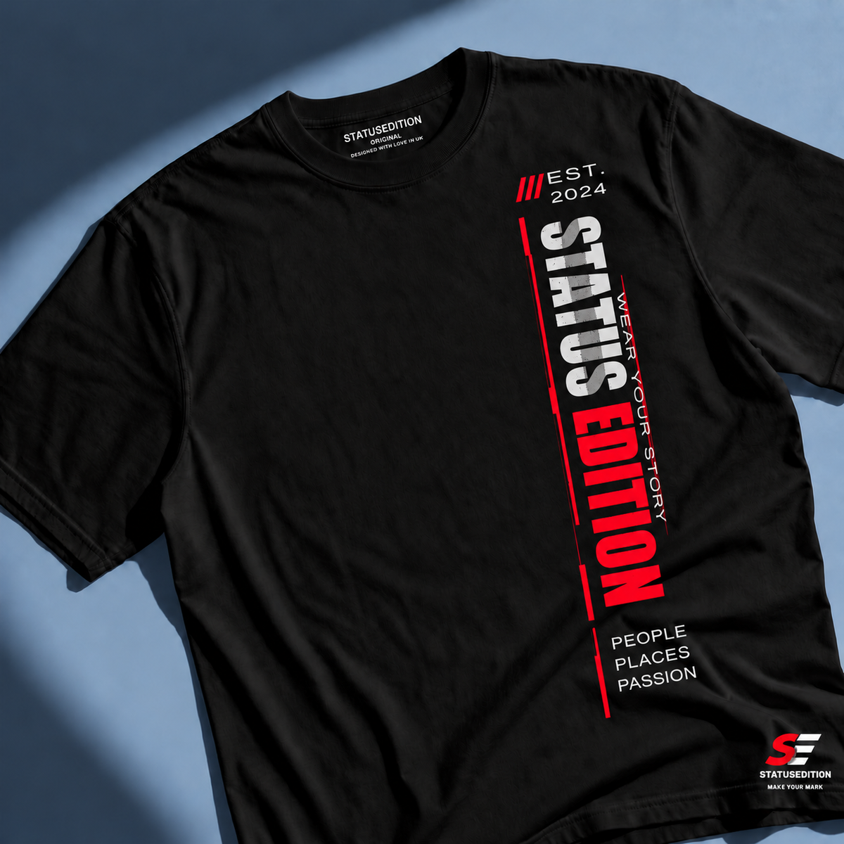 Status Edition Vertical Tee — Black, front view 1