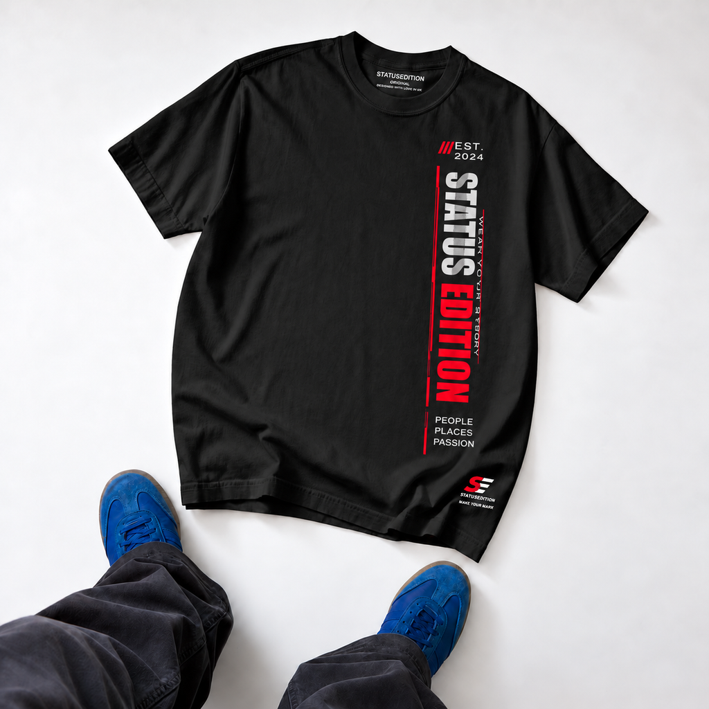 Status Edition Vertical Tee — Black, front view 3