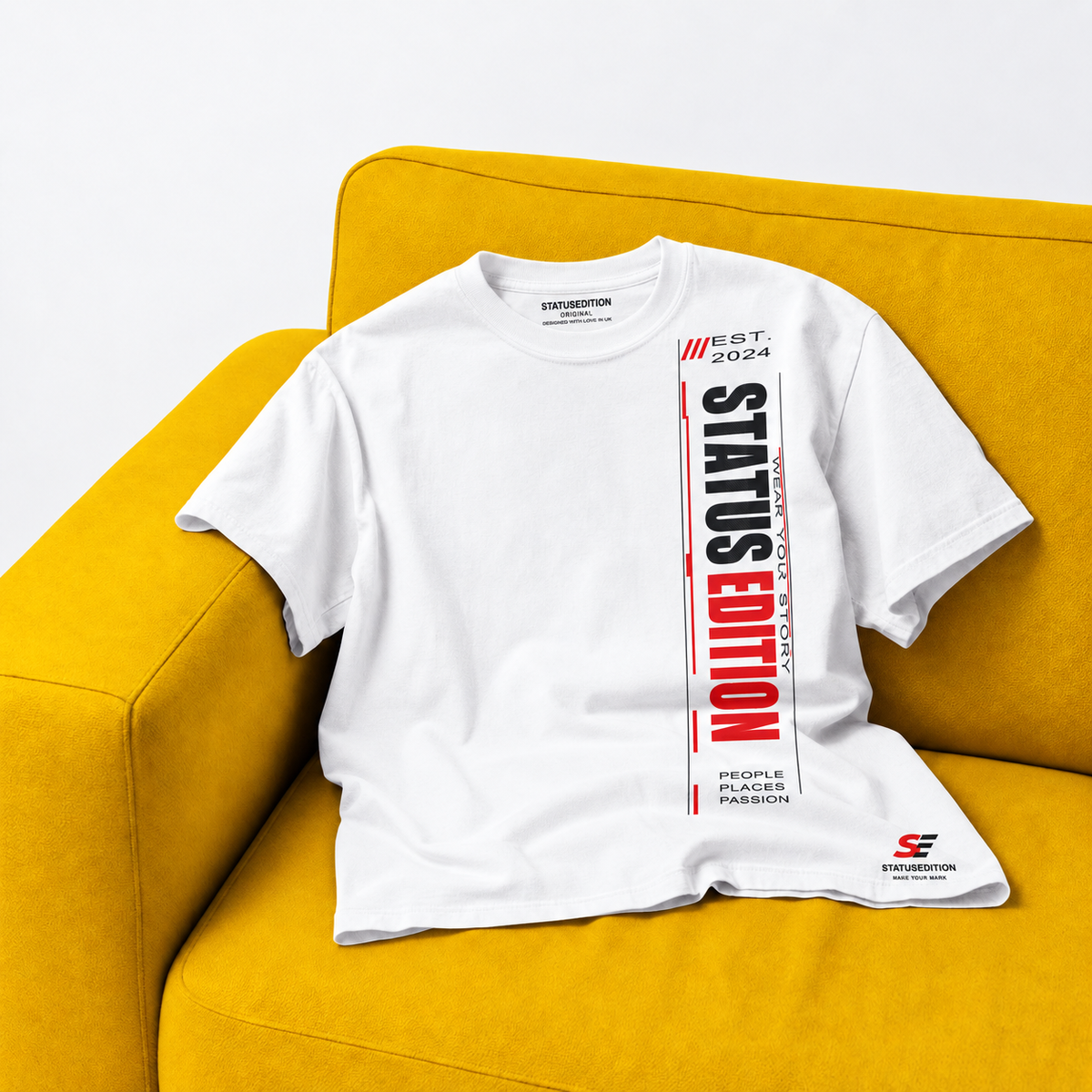 Status Edition Vertical Tee — White, front view 2