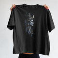 Back of the black Shiva Flow Tee with Shiva portrait and FLOW CREATE DESTROY REPEAT lettering.