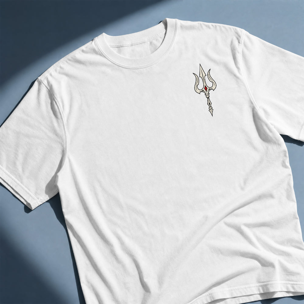 White Shiva Flow Tee, front view.