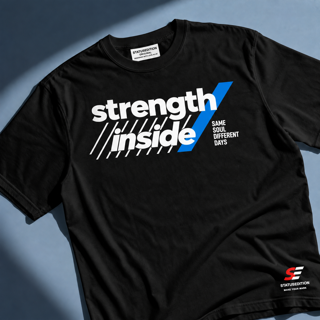 Strength Inside Tee — Black — front view 1