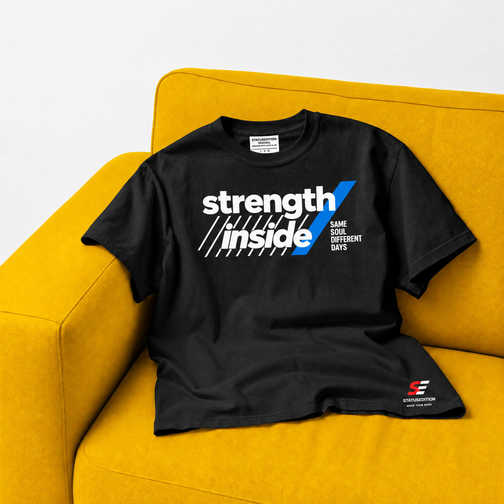 Strength Inside Tee — Black — front view 2