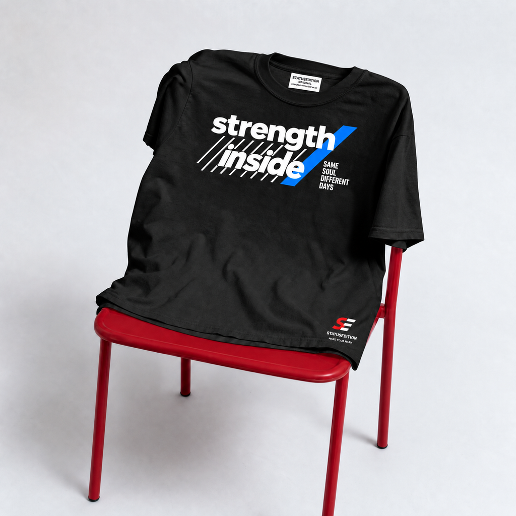 Strength Inside Tee — Black — front view 4