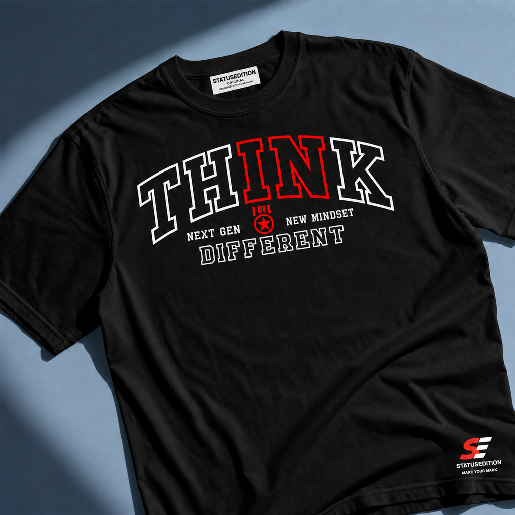 Think Different Tee — Black — front view 1
